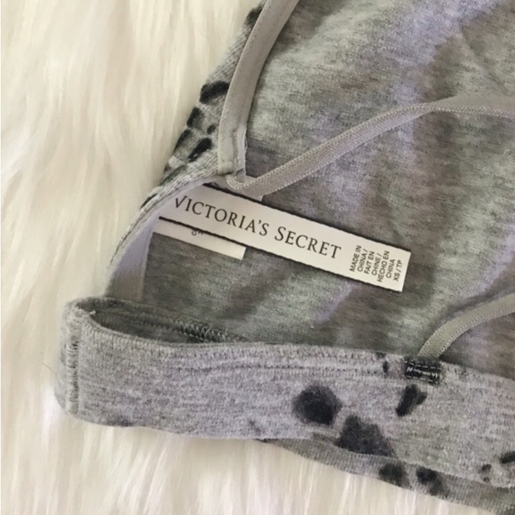 🪻3for12🪻 VS High Neck Strappy Lounge Sport Bra Crop Top XS Gray Tie Dye - Picture 6 of 9
